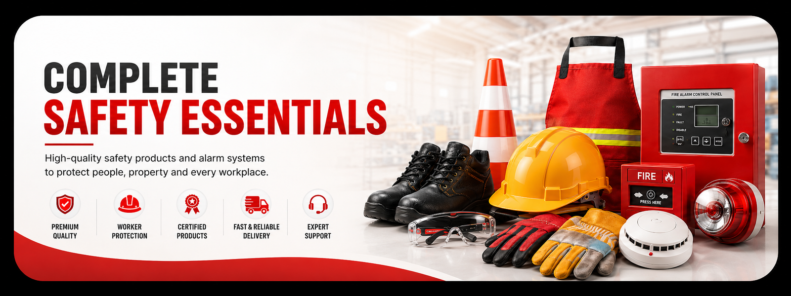 Industrial warehouse and complete safety equipment
